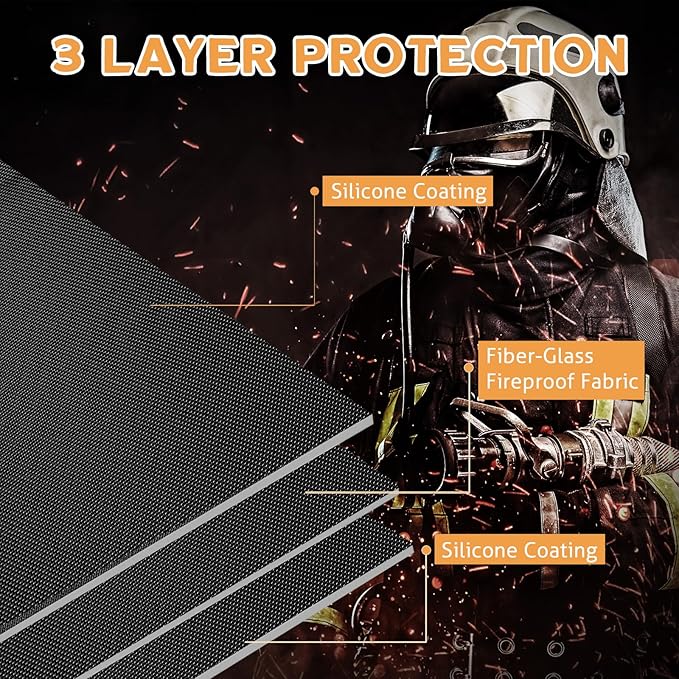 Cyfie 36 Inch Round BBQ Grill Mat Heat Resistant Fireproof Silicone Outdoor Patio Floor Protector