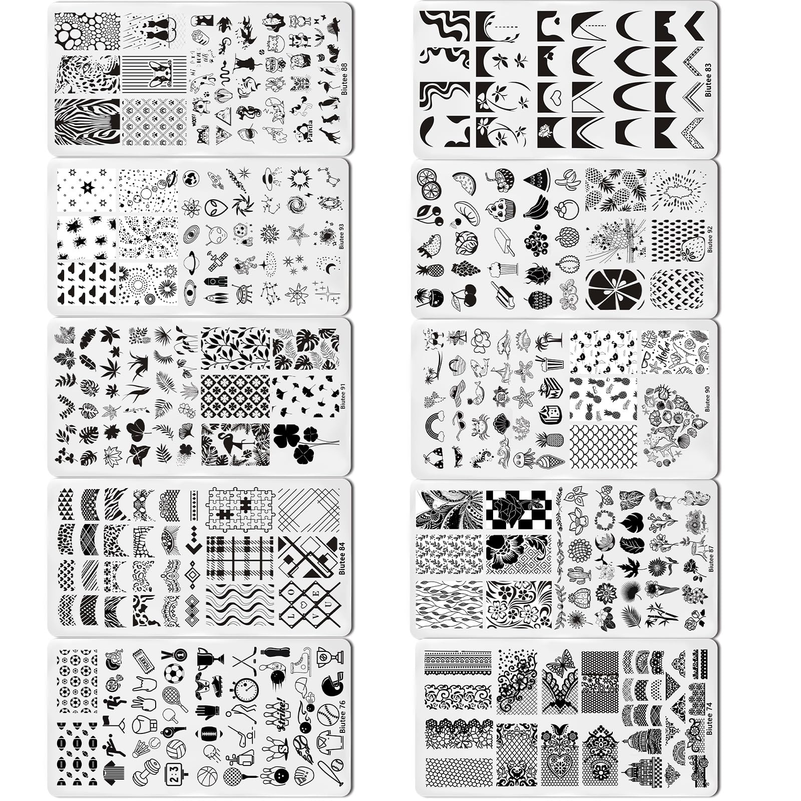 Biutee Nail Stamping Kit – 10PCS French Line Plates with Silicone Stamper for DIY Manicure & Salon Nail Art