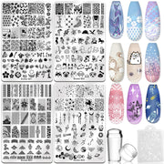 Biutee Nail Stamping Kit – 10PCS French Line Plates with Silicone Stamper for DIY Manicure & Salon Nail Art