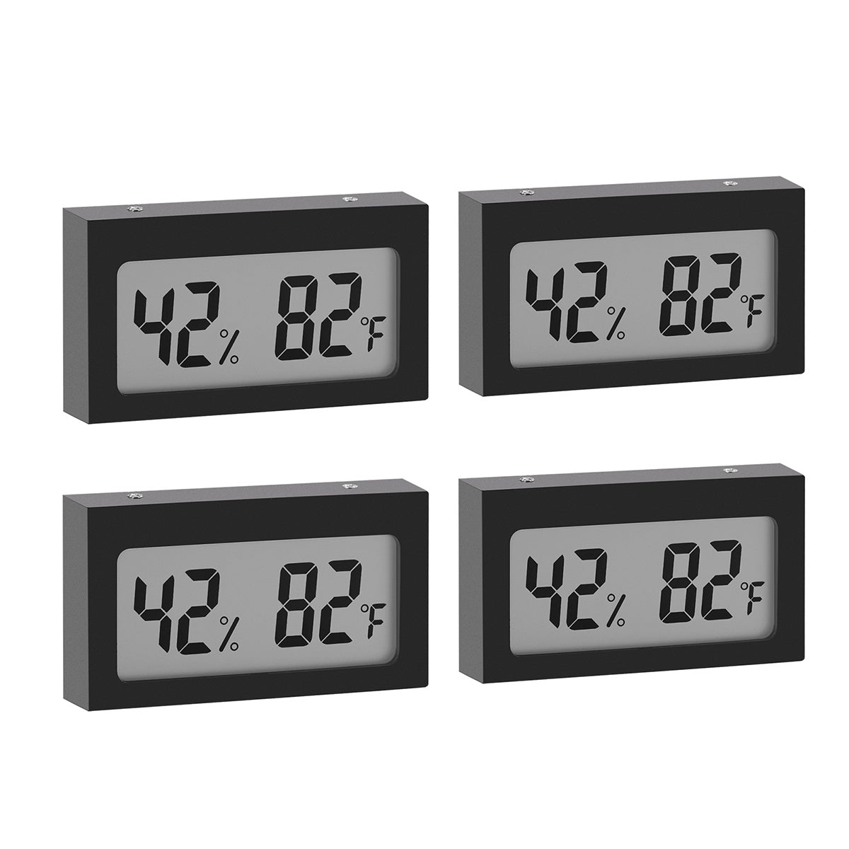 Seisso black digital hygrometer thermometer 4-pack