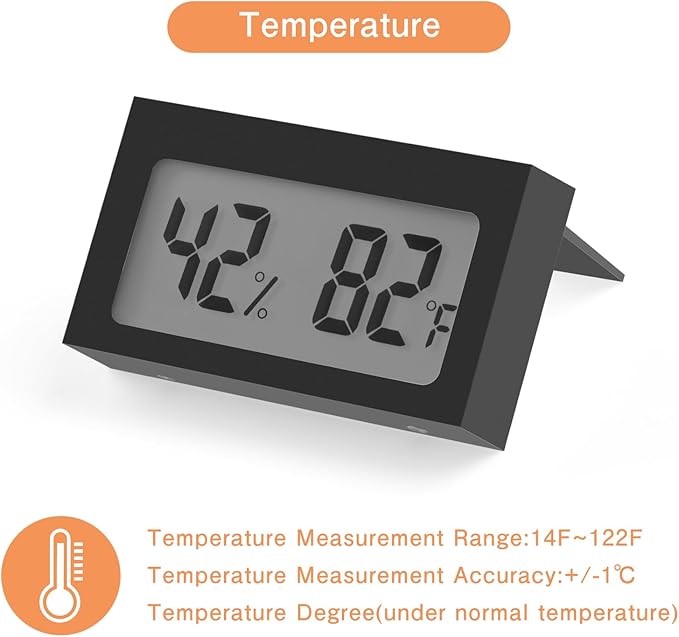 Seisso black digital thermometer with temperature and humidity display