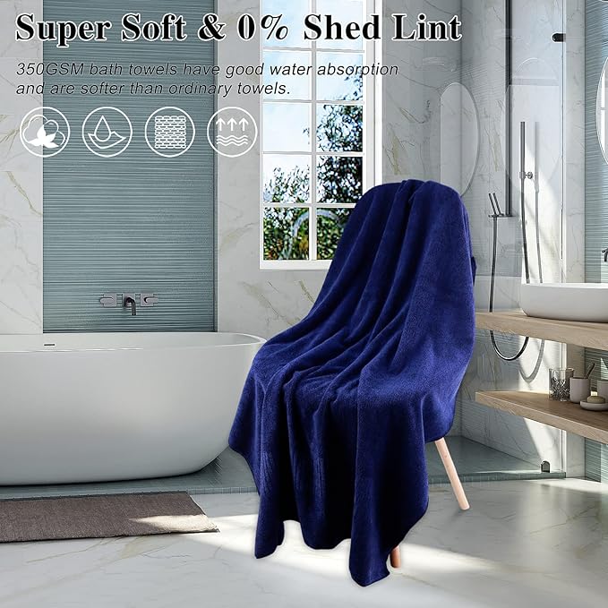 Seisso blue bath towel is super soft & 0% shed lint display.