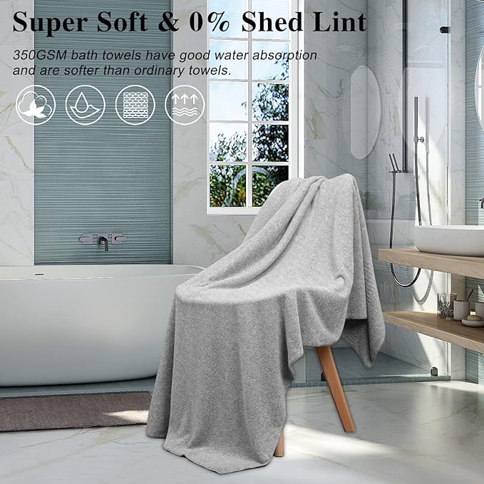 Seisso gray bath towel is super soft & 0% shed lint display.