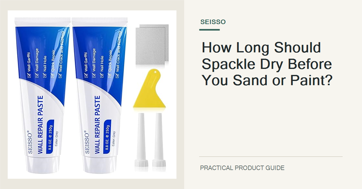 The exact SEISSO grey wall repair kit beside a smoothly patched wall, shown in an editorial cover layout
