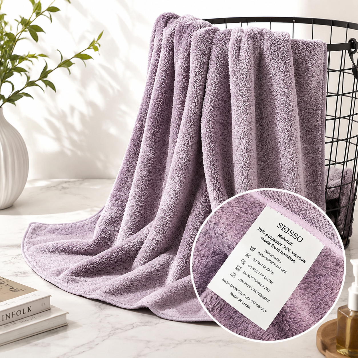 SEISSO Oversized XL Bath Towels Mixed Color Set, 35x63