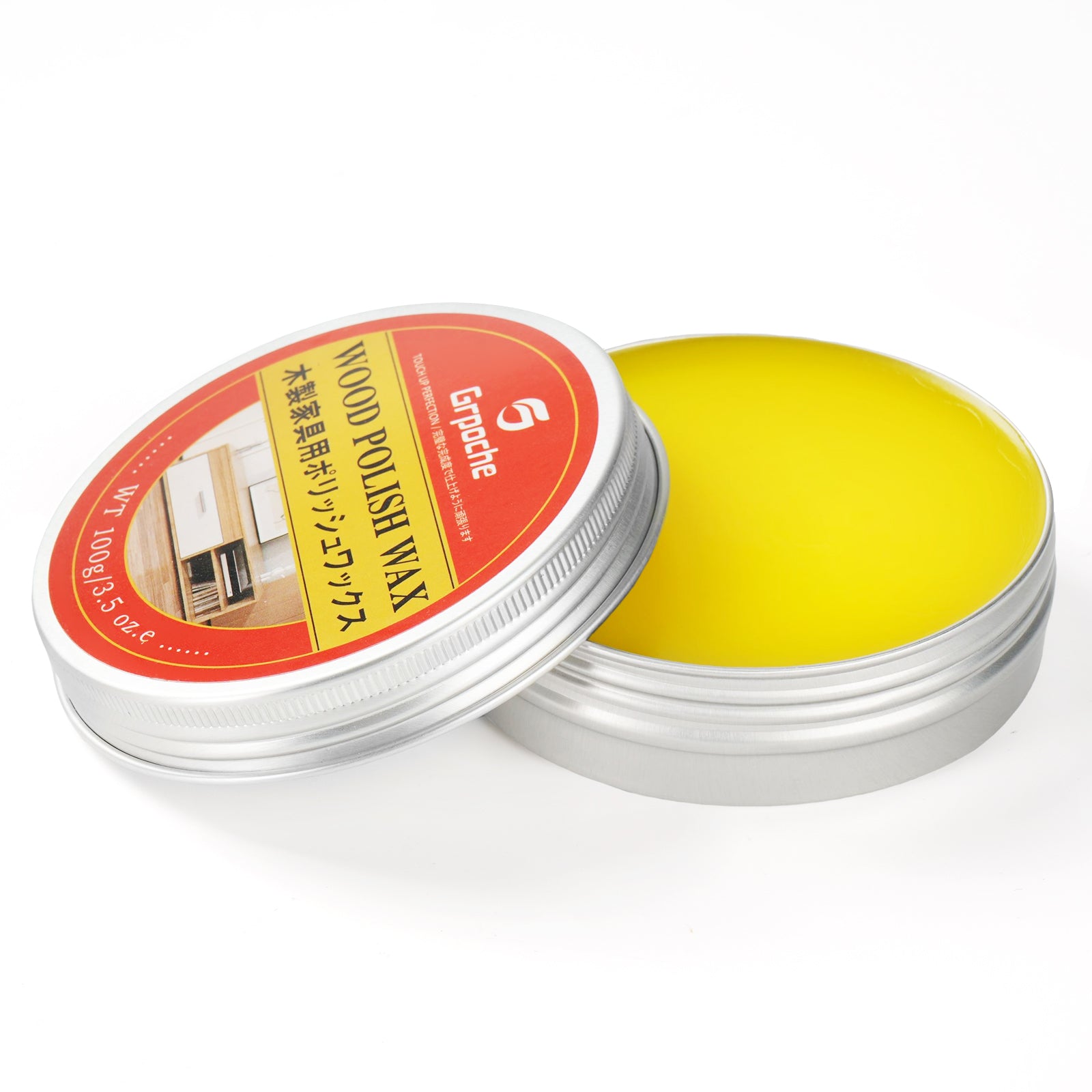 GRPOCHE Wood Wax Polish – 3.5oz Furniture Conditioner & Cleaner for Floors, Tables & Cabinets