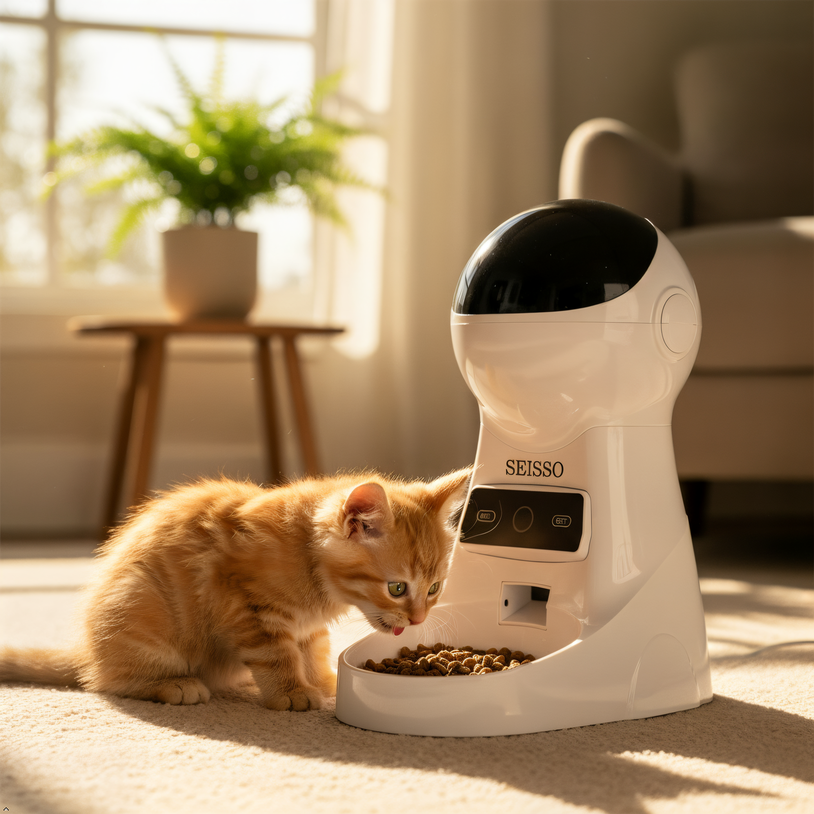 SEISSO Automatic Cat Feeder – 3L Timed Dry Food Dispenser with Portion Control