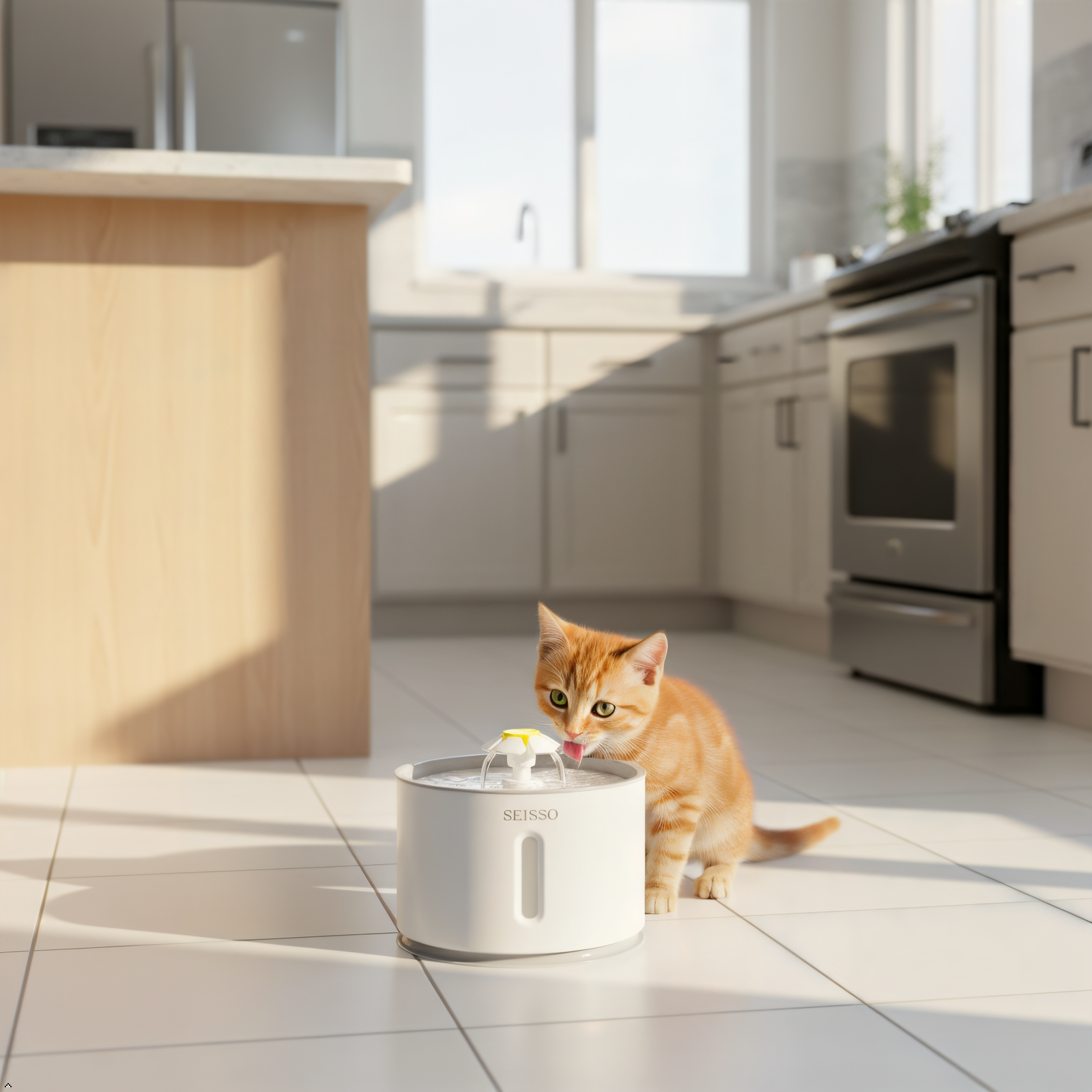 SEISSO Automatic Pet Water Dispenser – 2.4L for Cats & Dogs, Quiet & Hygienic