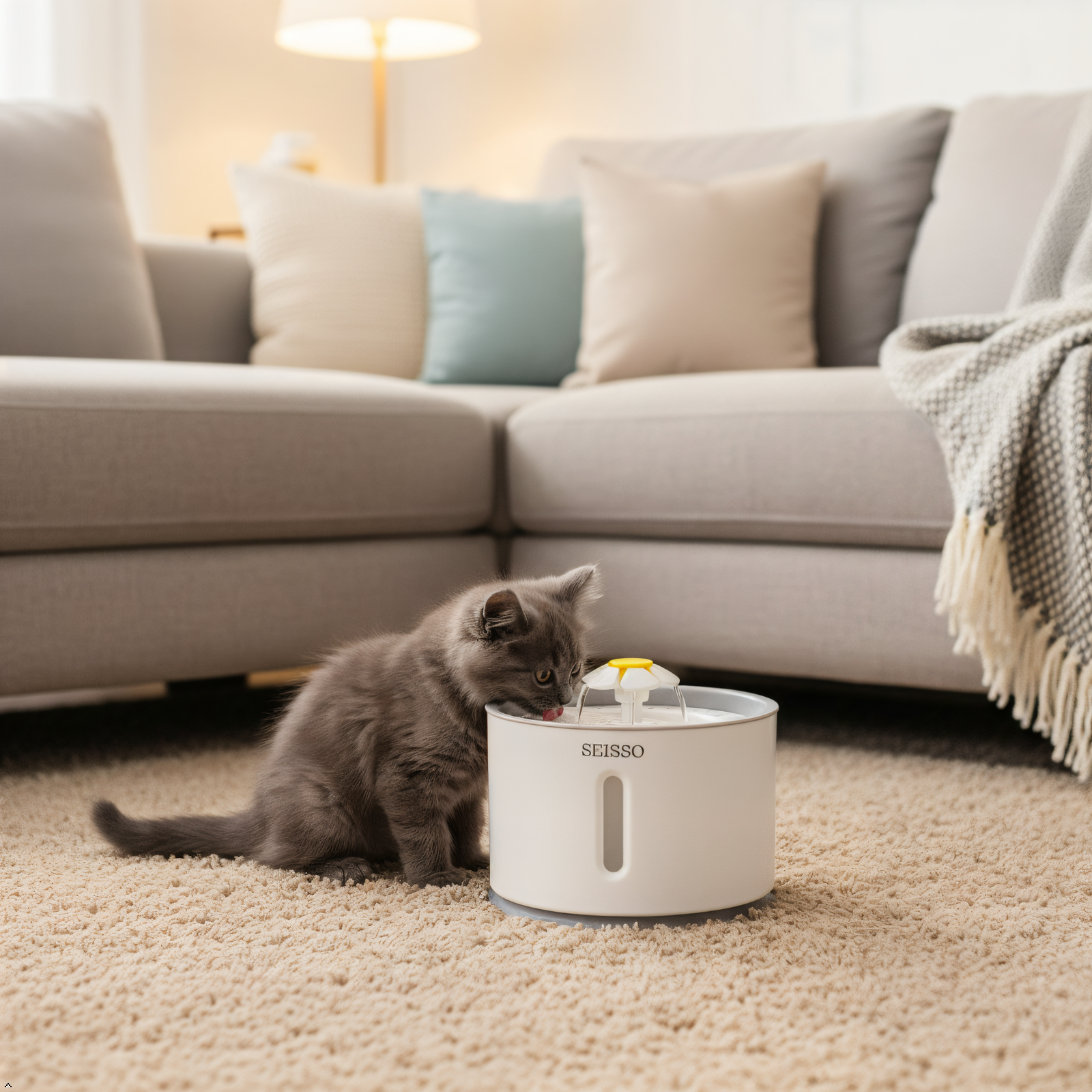 SEISSO Automatic Pet Water Dispenser – 2.4L for Cats & Dogs, Quiet & Hygienic