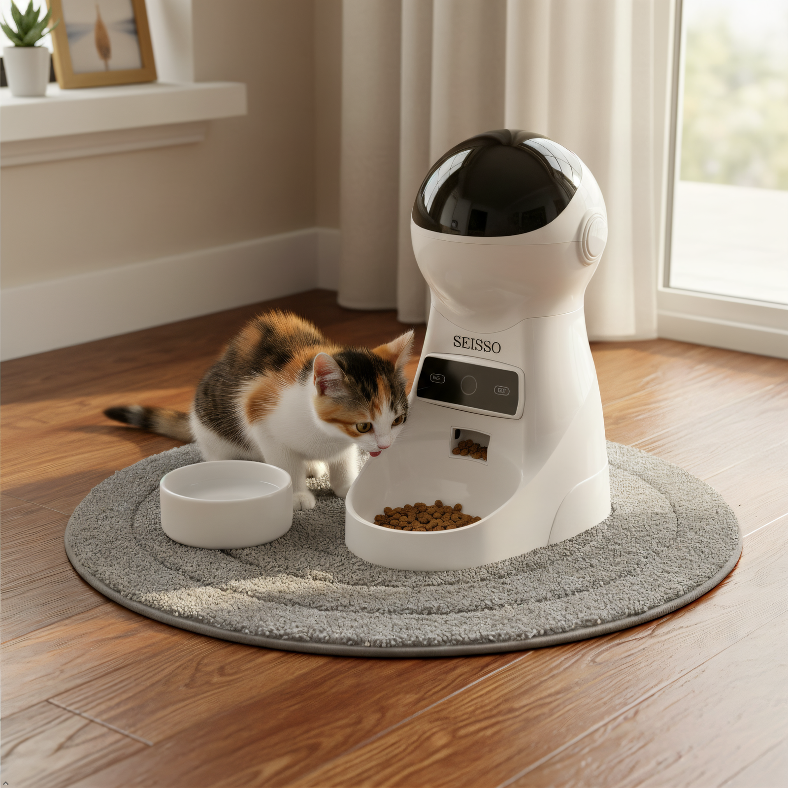 SEISSO Automatic Cat Feeder – 3L Timed Dry Food Dispenser with Portion Control