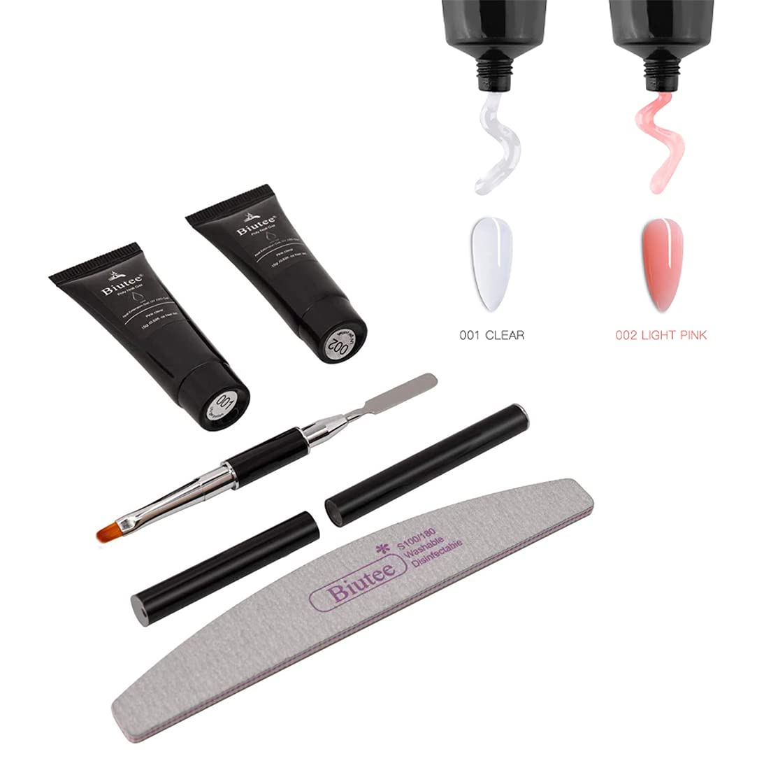 Poly Nail Extension Gel Kit – 7 Colors Builder Gel with Temperature Change, Glitter, Clear & Pink for DIY Manicure at Home