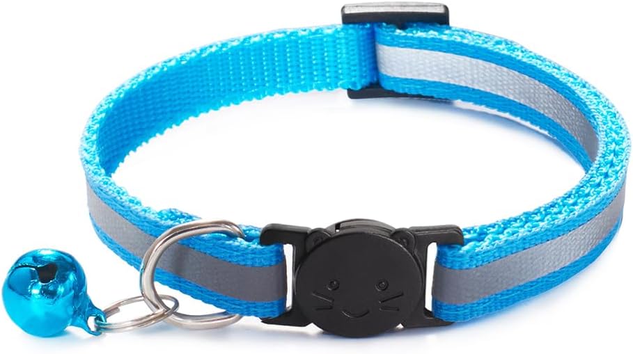SEISSO Cat Collar with Bell, Breakaway and Safe Collars for Cats, Nylon, Pet Collar Mixed Colors Adjustable19-32cm