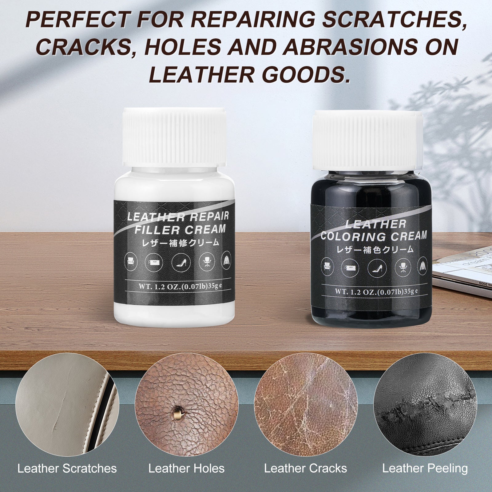 DEWEL Leather Repair Cream & Shoe Polish Kit for Leather Shoes and Products