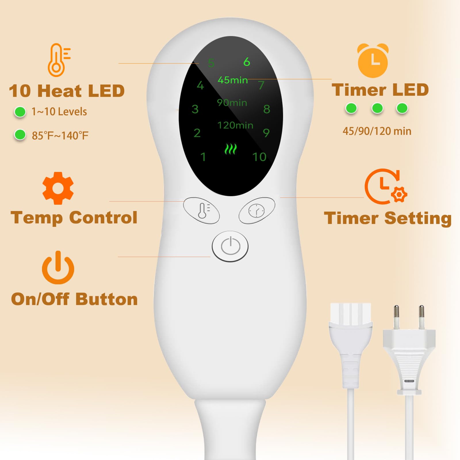 US Plug – Double-Speed Heating Foot Warmer, Adjustable 10 Levels, Multi-Safety Protection | CYFIE