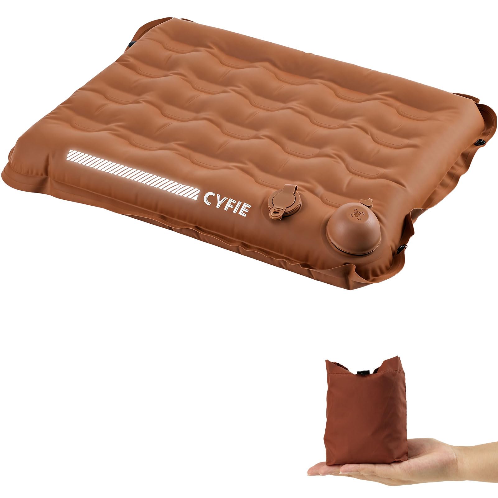 Cyfie Inflatable Seat Cushion for Travel, Portable Stadium Seat | 2.8" thick inflatable cushion, lightweight, water-resistant, ideal as an airplane seat cushion, camping pad and outdoor seat