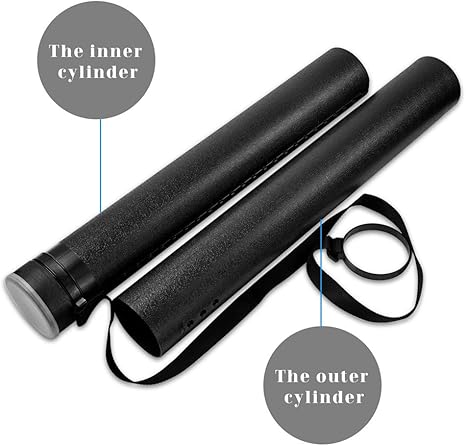 DEWEL Adjustable Document Tube 24.5-40 Inch Waterproof Plastic Storage Case with Strap