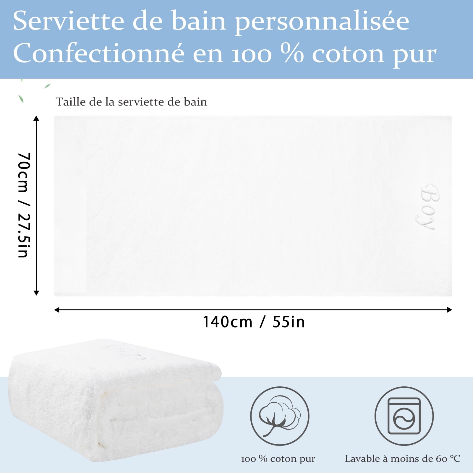 Premium 100% Cotton Bath Towel 600 g/m² – Oversized 70×140 cm | SEISSO Personalised Gift, Perfect for Mum