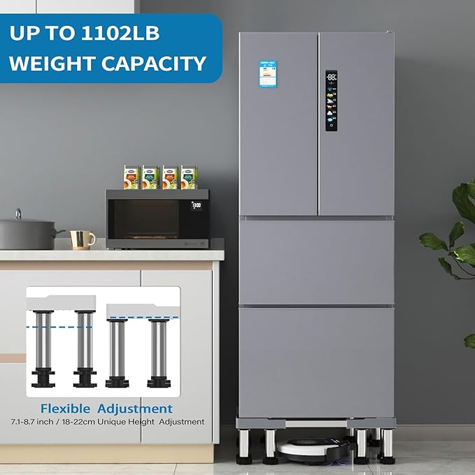 DEWEL Adjustable Mini Fridge & Washer Stand, 7"-8.2"/7"-8.6"Height, 770LB/1100LB Capacity