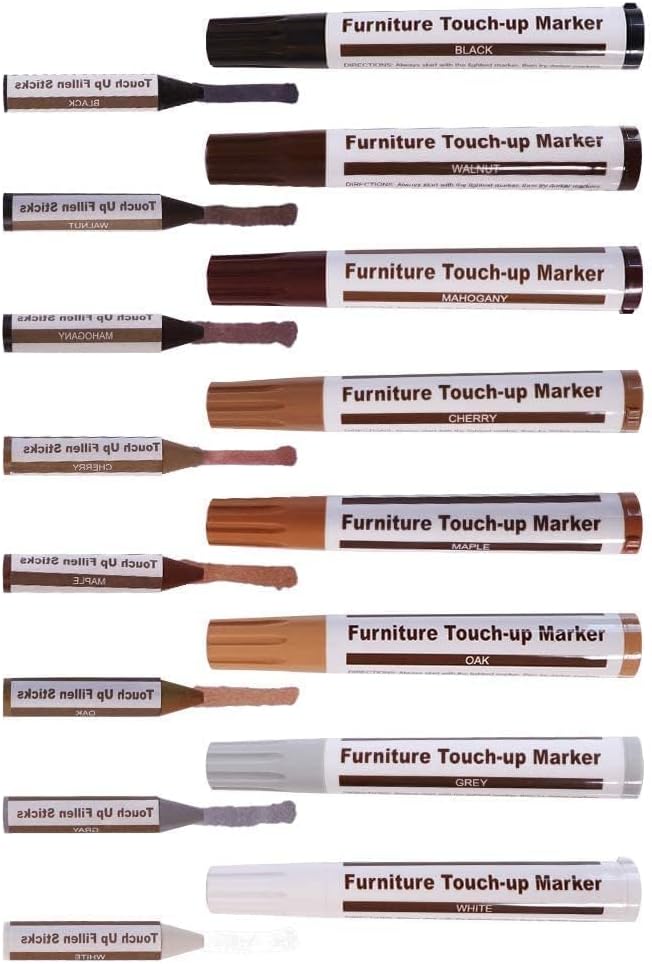 SEISSO Furniture Repair Kit - 17PCS Wood Markers & Wax Sticks for Scratches & Stains