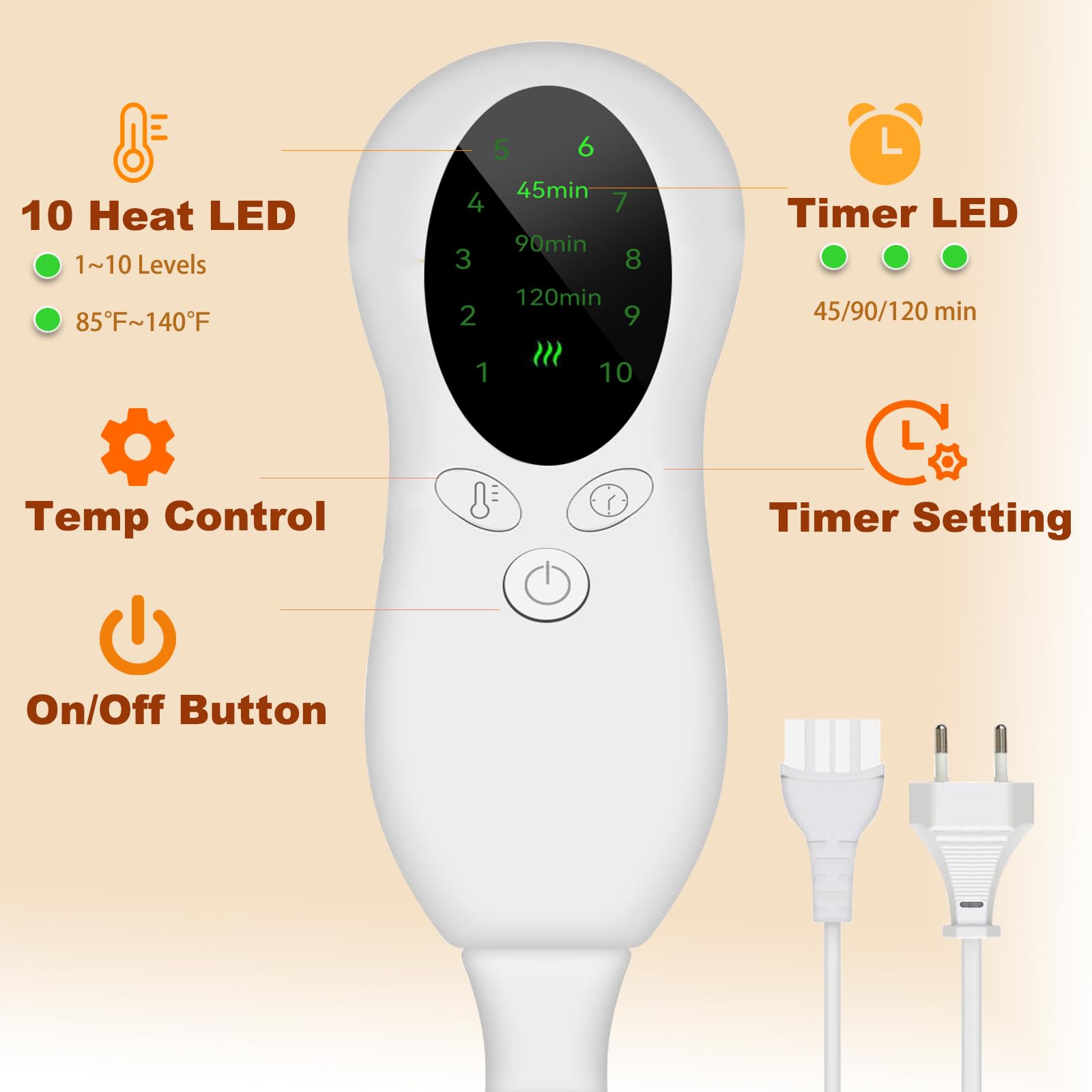 US Plug – Double-Speed Heating Foot Warmer, Adjustable 10 Levels, Multi-Safety Protection | CYFIE