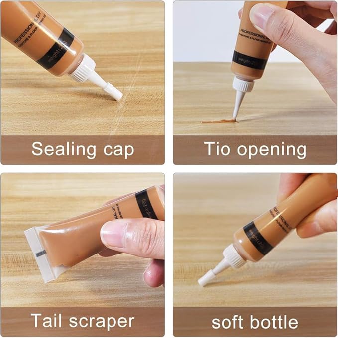 GRPOCHE Wood Furniture Repair Kit - 12 Colors Fillers with Scraper & Brushes