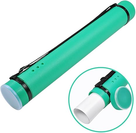 DEWEL Adjustable Document Tube 24.5-40 Inch Waterproof Plastic Storage Case with Strap