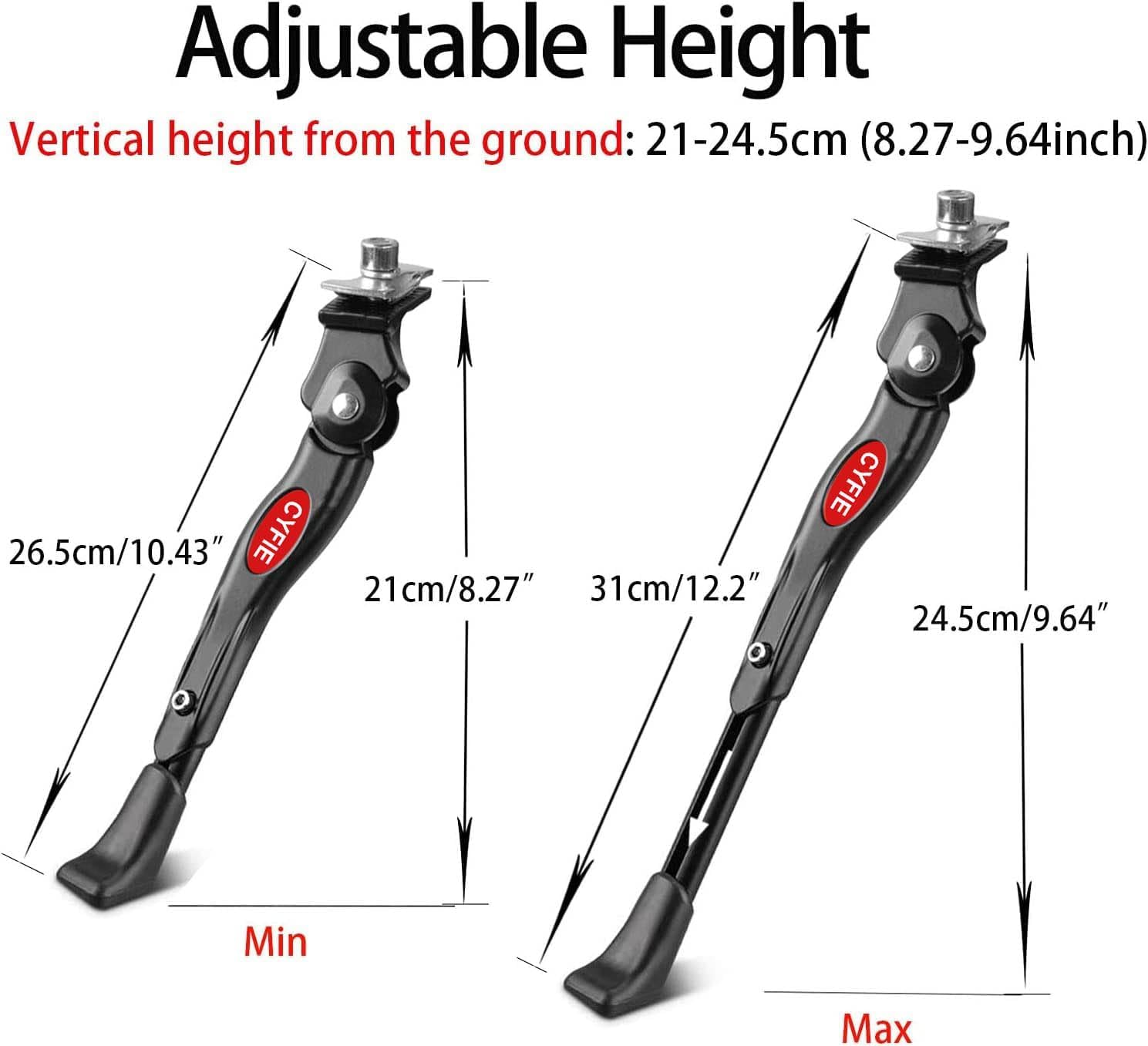 Cyfie Adjustable Bike Kickstand for 16"/18"/20" Kids Bikes Aluminum Alloy