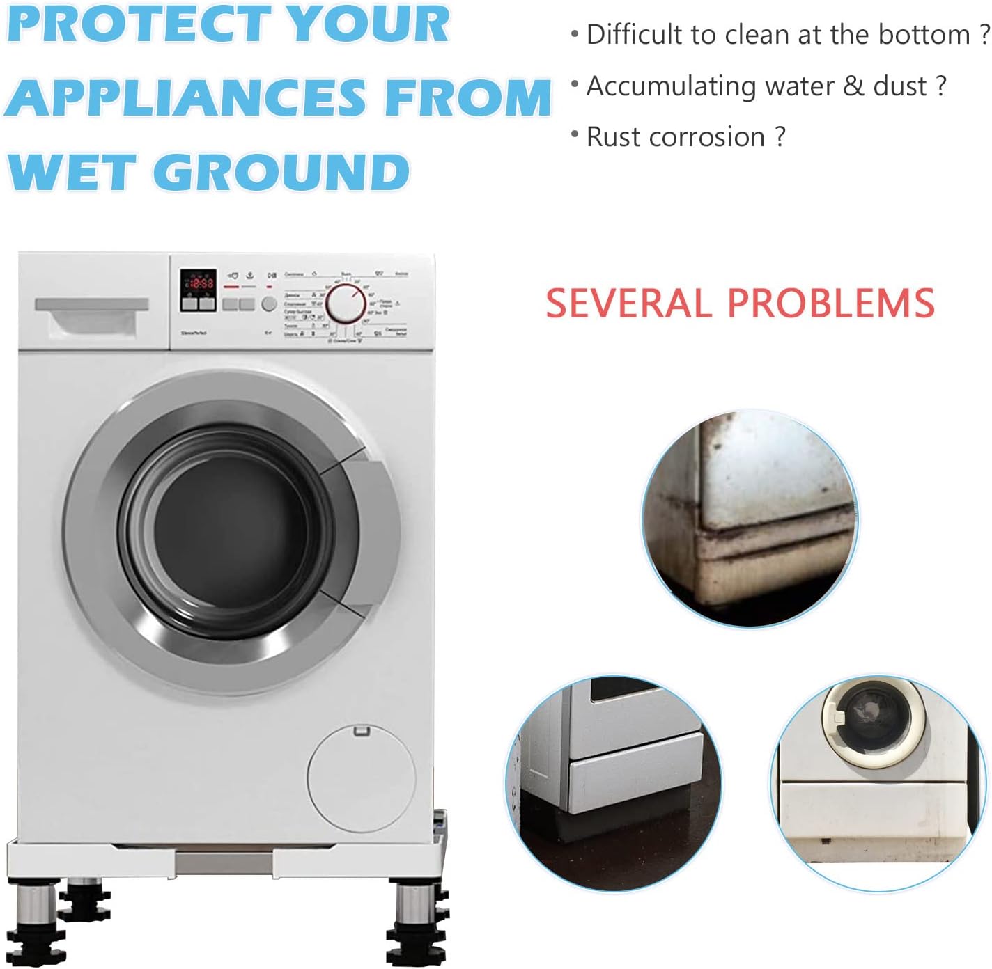 DEWEL Adjustable Fridge & Washing Machine Stand, 7"-8.6" Height, 770LB Capacity