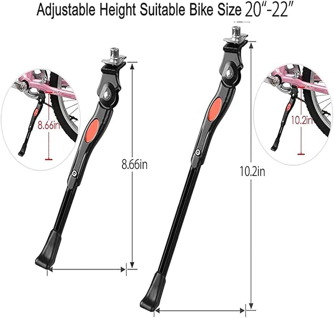 SEISSO Adjustable Bike Kickstand for 20"/22" Wheels, Center Mount Aluminum Bike Stand