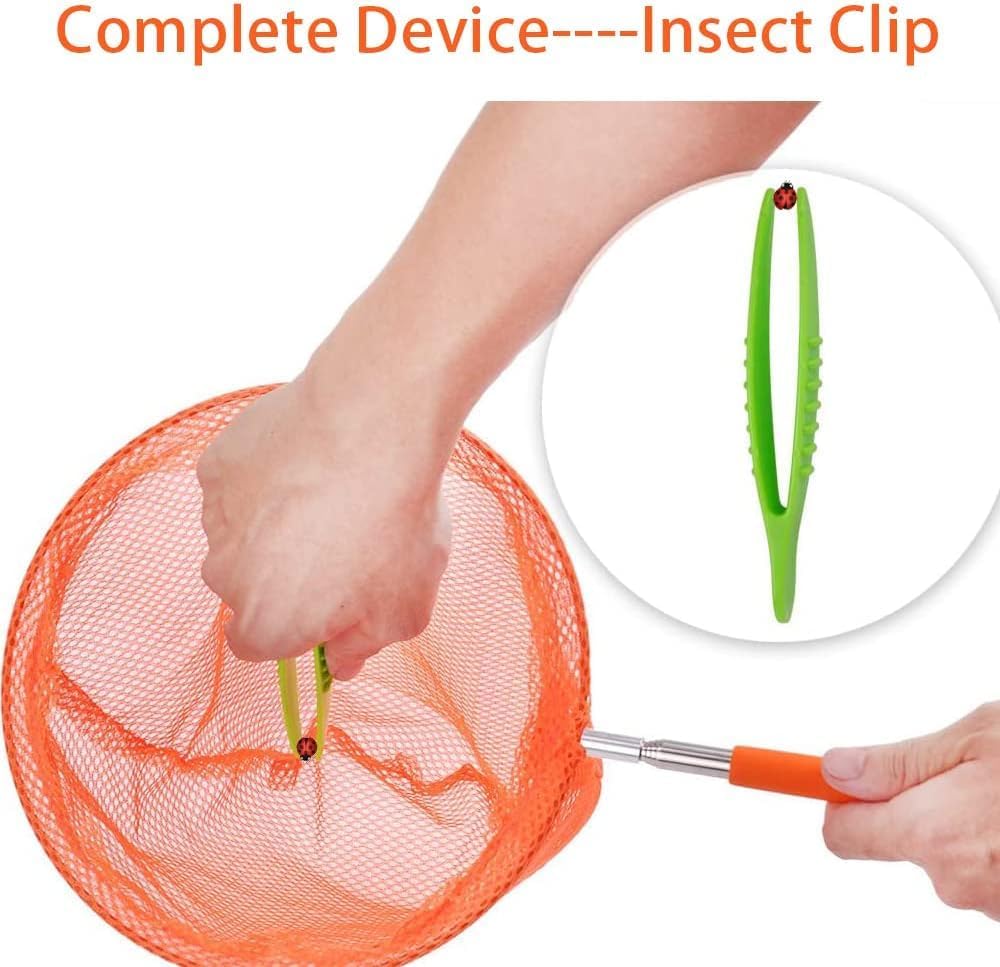 DEWEL 3 Pack Kids Telescopic Butterfly and Insect Nets with Pop-up Mesh Cage and Tweezers