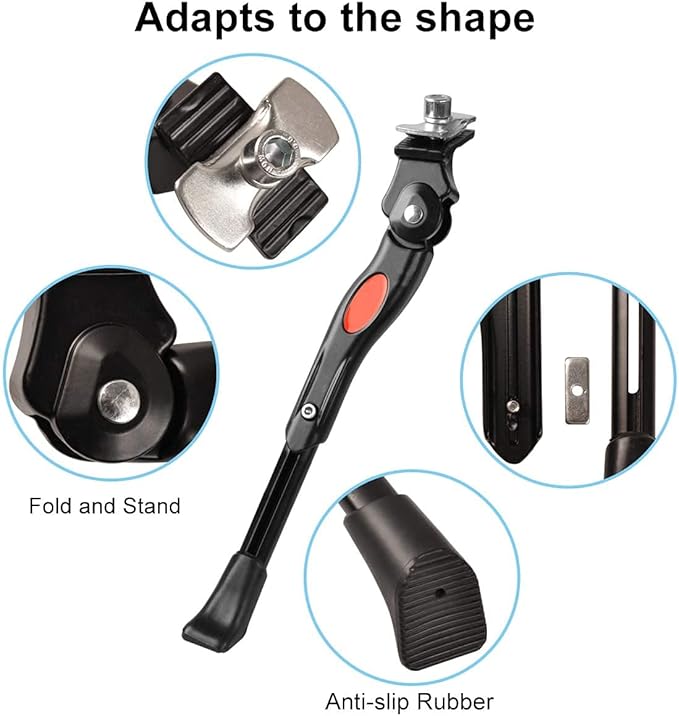 SEISSO Adjustable Bike Kickstand for 20"/22" Wheels, Center Mount Aluminum Bike Stand