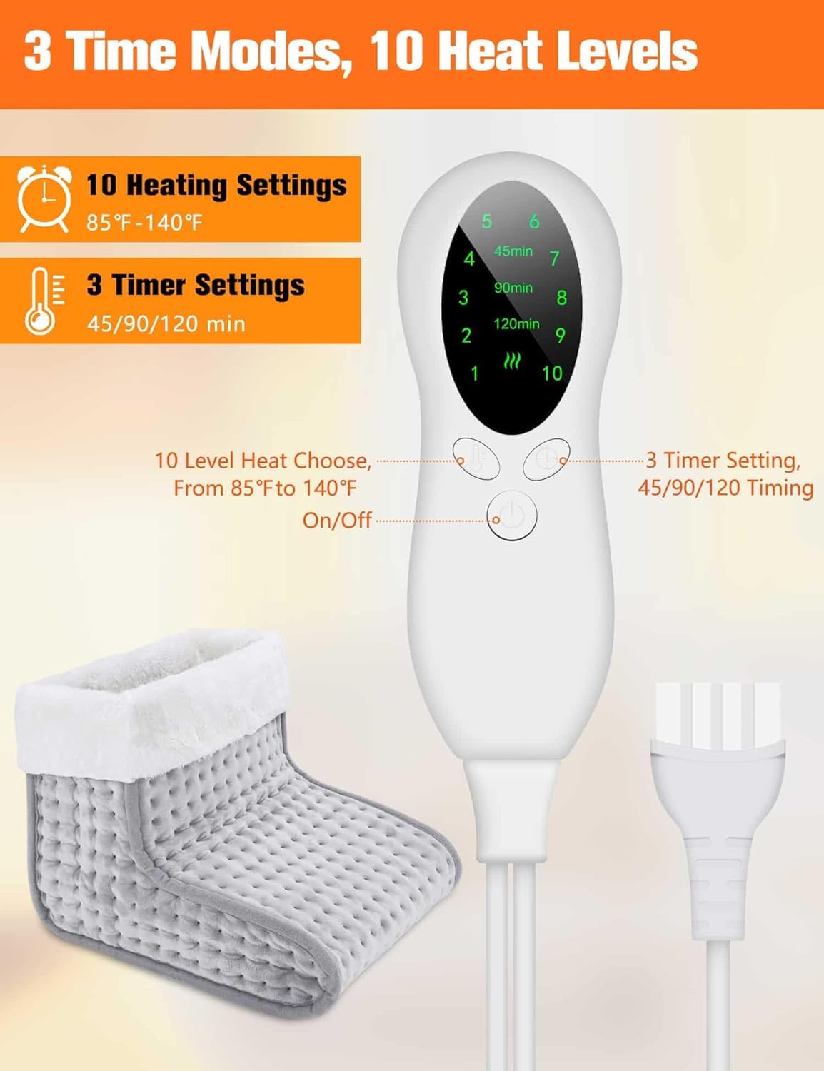 US Plug – Double-Speed Heating Foot Warmer, Adjustable 10 Levels, Multi-Safety Protection | CYFIE