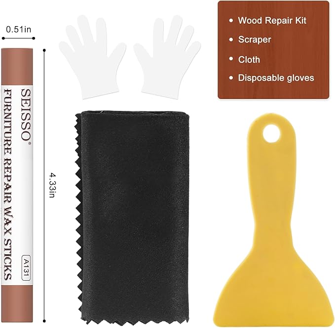 SEISSO Wood Filler Sticks – 18 Color Wax Crayons for Furniture Repair