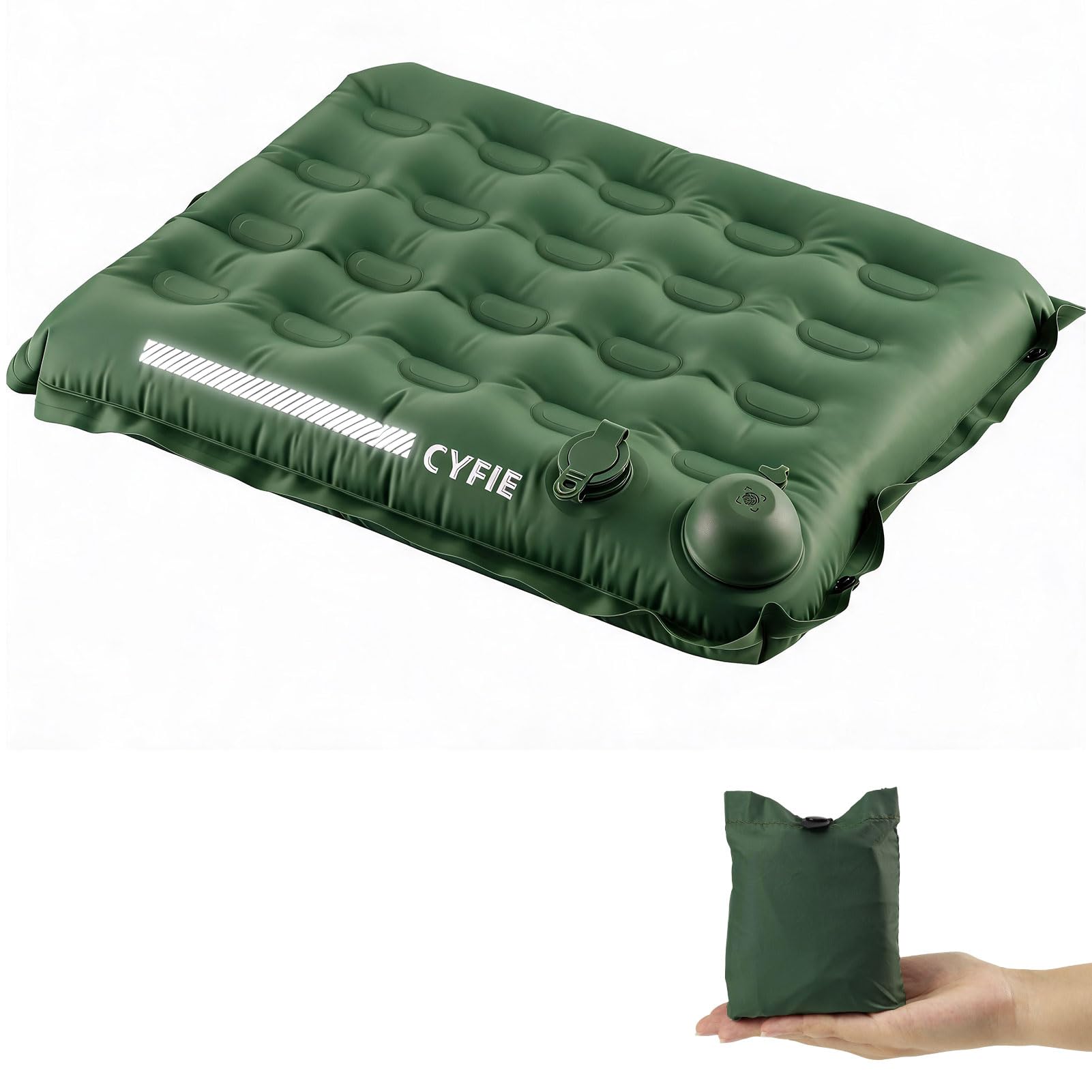 Cyfie Inflatable Seat Cushion for Travel, Portable Stadium Seat | 2.8" thick inflatable cushion, lightweight, water-resistant, ideal as an airplane seat cushion, camping pad and outdoor seat