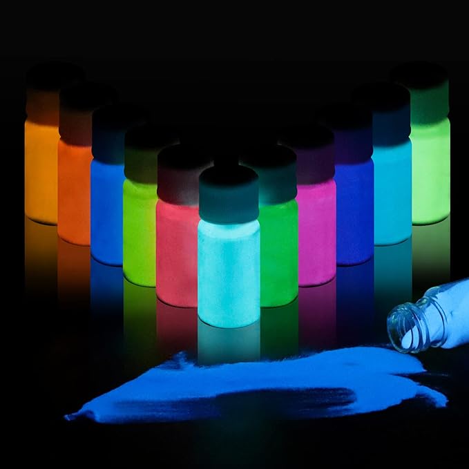 SEISSO 12 Color Glow Pigment Powder for Resin Nail Art DIY Crafts 07oz Each