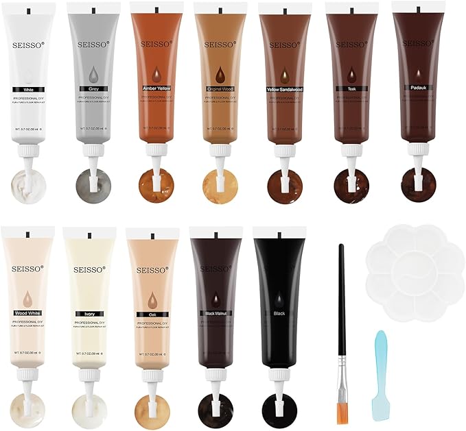 SEISSO Wood Repair Kit – 12 Colors Touch-Up for Scratches & Cracks