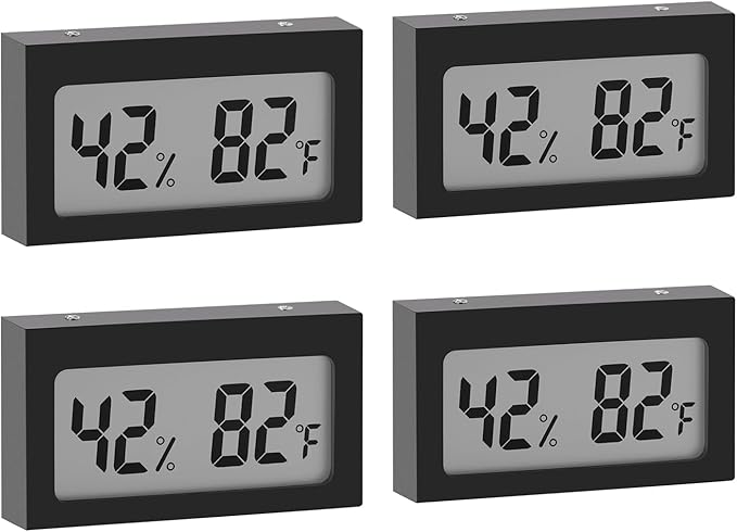 DEWEL Digital Hygrometer Thermometer 4-Pack Indoor Temp & Humidity LCD Meter