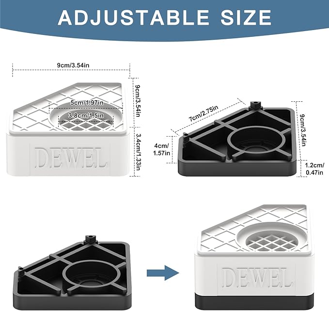 DEWEL Anti Vibration Pads for Washing Machine & Dryer, 4 Pack, 1100LB Capacity