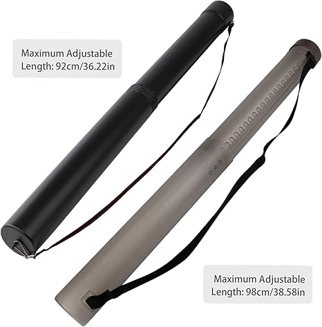 DEWEL 2 Pack Telescoping Poster Tubes Waterproof Document Storage Cases with Strap