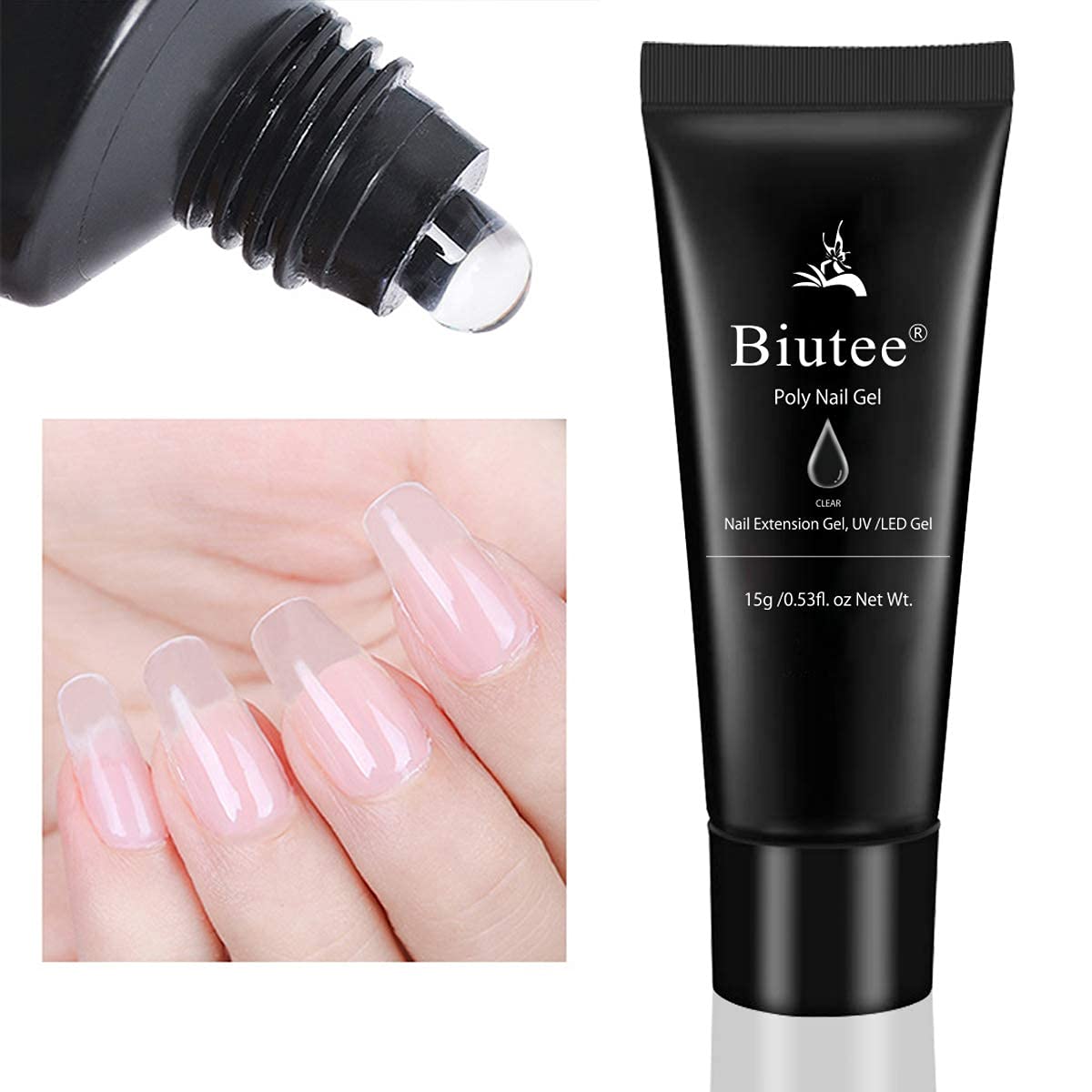 Poly Nail Extension Gel Kit – 7 Colors Builder Gel with Temperature Change, Glitter, Clear & Pink for DIY Manicure at Home