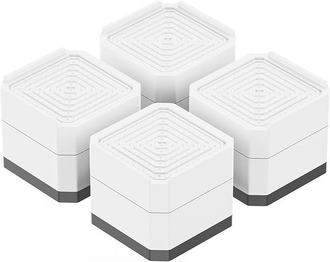 DEWEL Heavy Duty Adjustable Bed Risers 2 to 4 Inch Square Set of 4 White Supports 1100 lbs