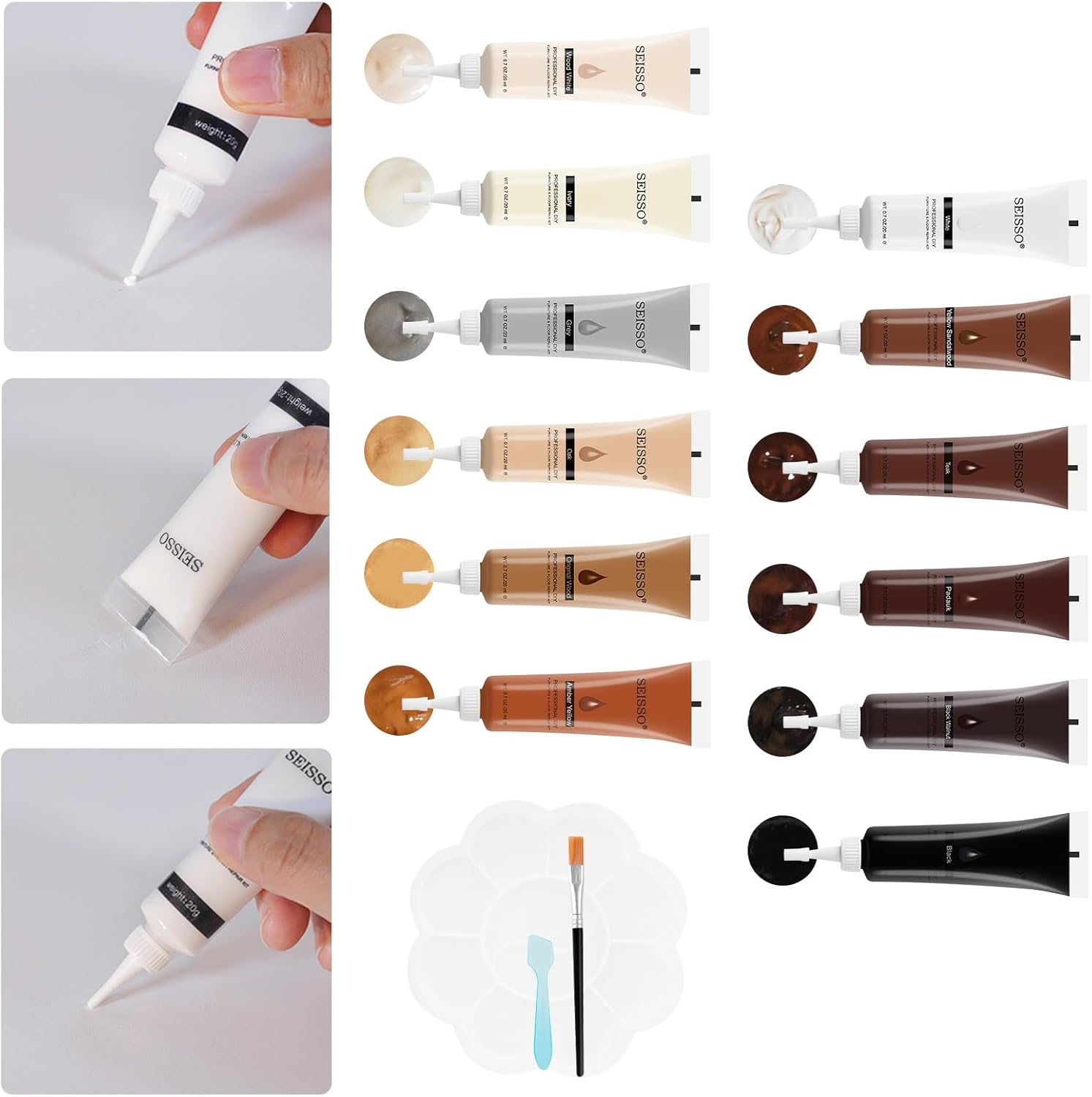 SEISSO Wood Repair Kit – 12 Colors Touch-Up for Scratches & Cracks
