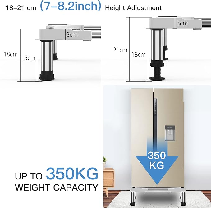 DEWEL Adjustable Mini Fridge & Washer Stand, 7"-8.2"/7"-8.6"Height, 770LB/1100LB Capacity