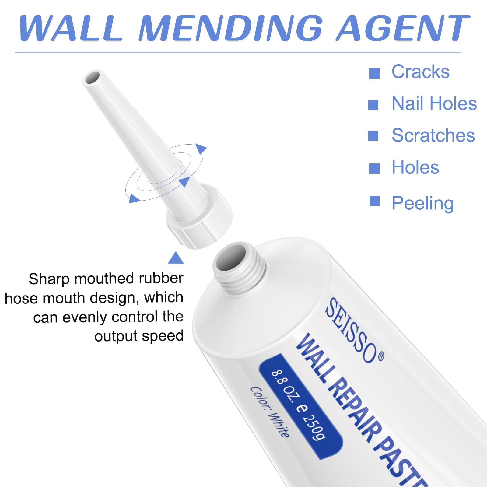 SEISSO Drywall Repair Kit, 500 g Wall Mending Agent- 2 Pack, Wall Spackle Repair Kit with Scraper, Patch for Wall Hole Filler, White Spackle Wall Repair Paste, Plaster Dent