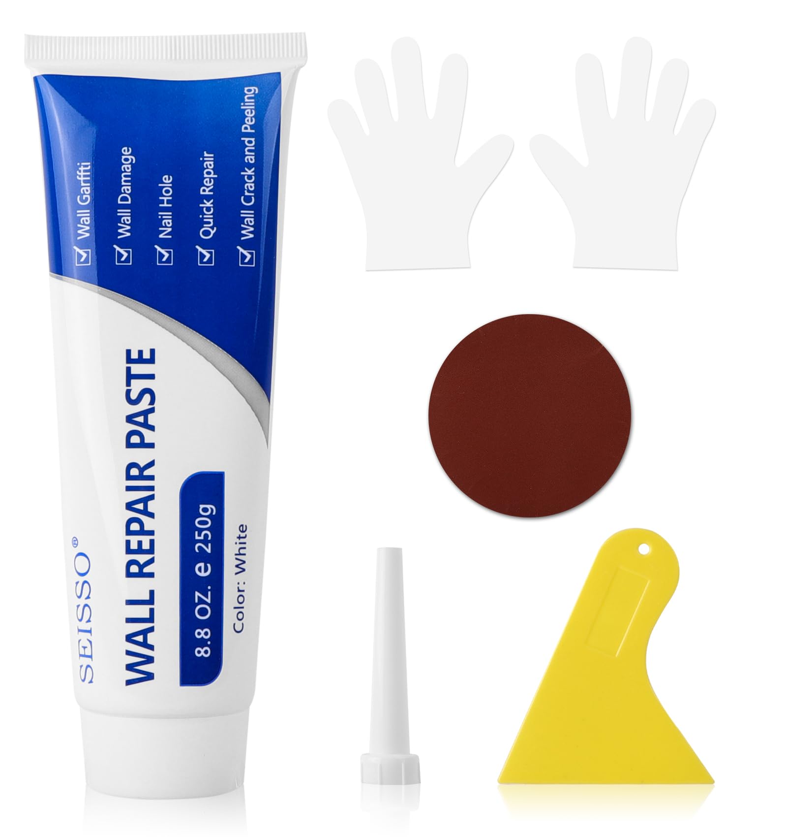 SEISSO Drywall Repair Kit, 500 g Wall Mending Agent- 2 Pack, Wall Spackle Repair Kit with Scraper, Patch for Wall Hole Filler, White Spackle Wall Repair Paste, Plaster Dent