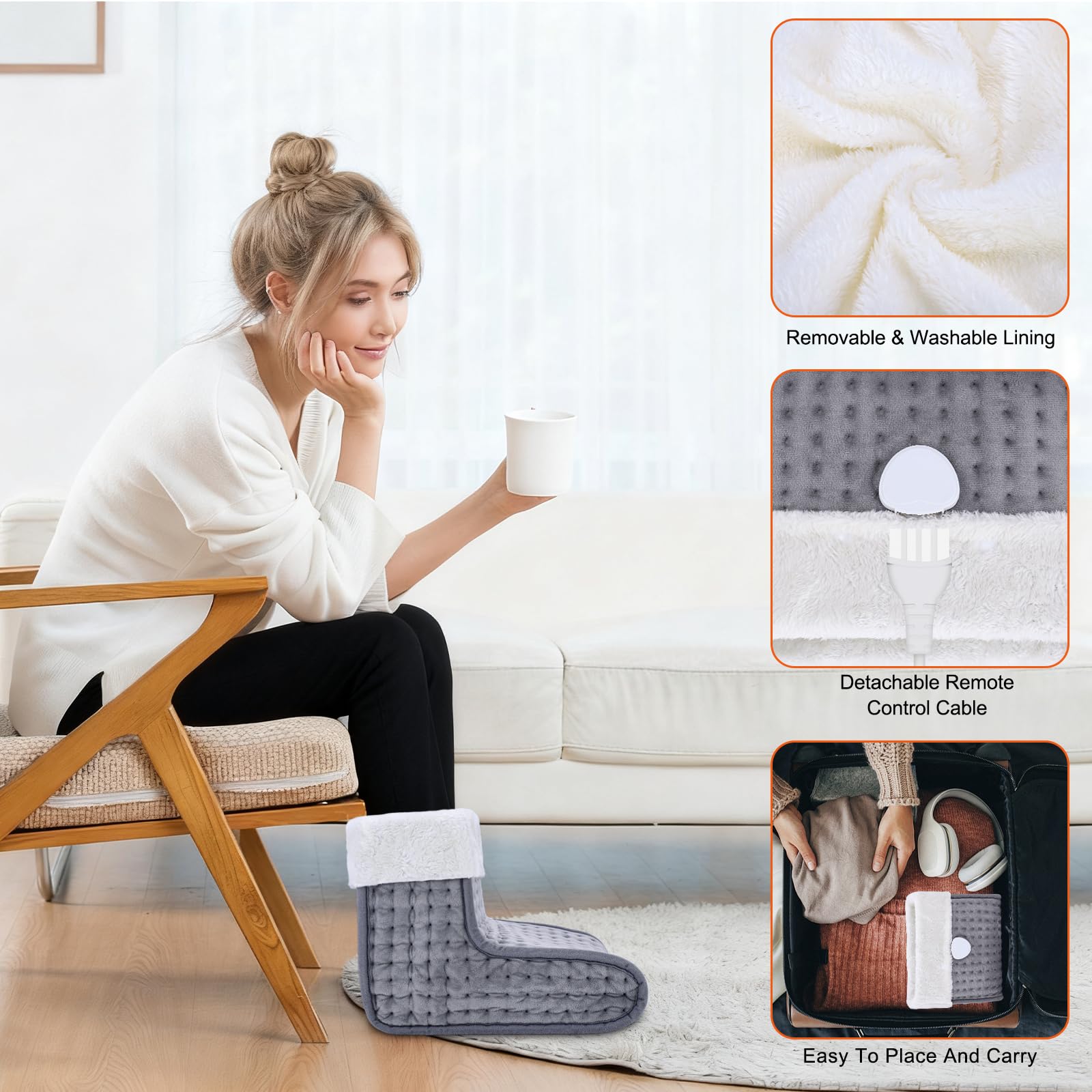 EU Plug – Double-Speed Heating Foot Warmer, 10 Adjustable Levels, Multi-Safety Protection, Washable Inner Lining | DEWEL