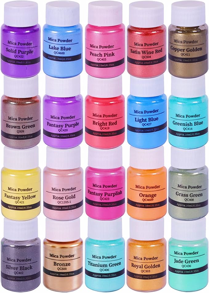 SEISSO Mica Powder 20 Colors 10g – Pearlescent Epoxy Resin & Craft Pigments