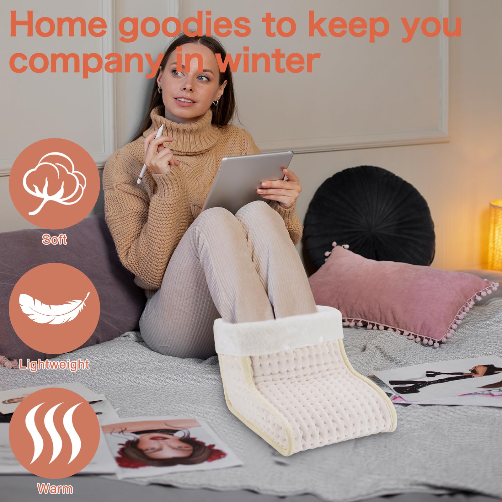 EU Plug – Double-Speed Heating Foot Warmer, 10 Adjustable Levels, Multi-Safety Protection, Washable Inner Lining | DEWEL