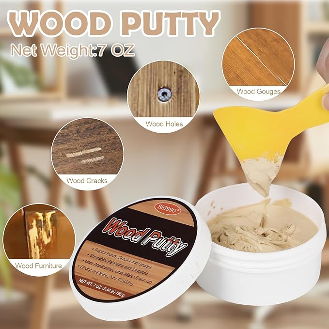 SEISSO Wood Putty – Paintable & Stainable Furniture Repair Filler