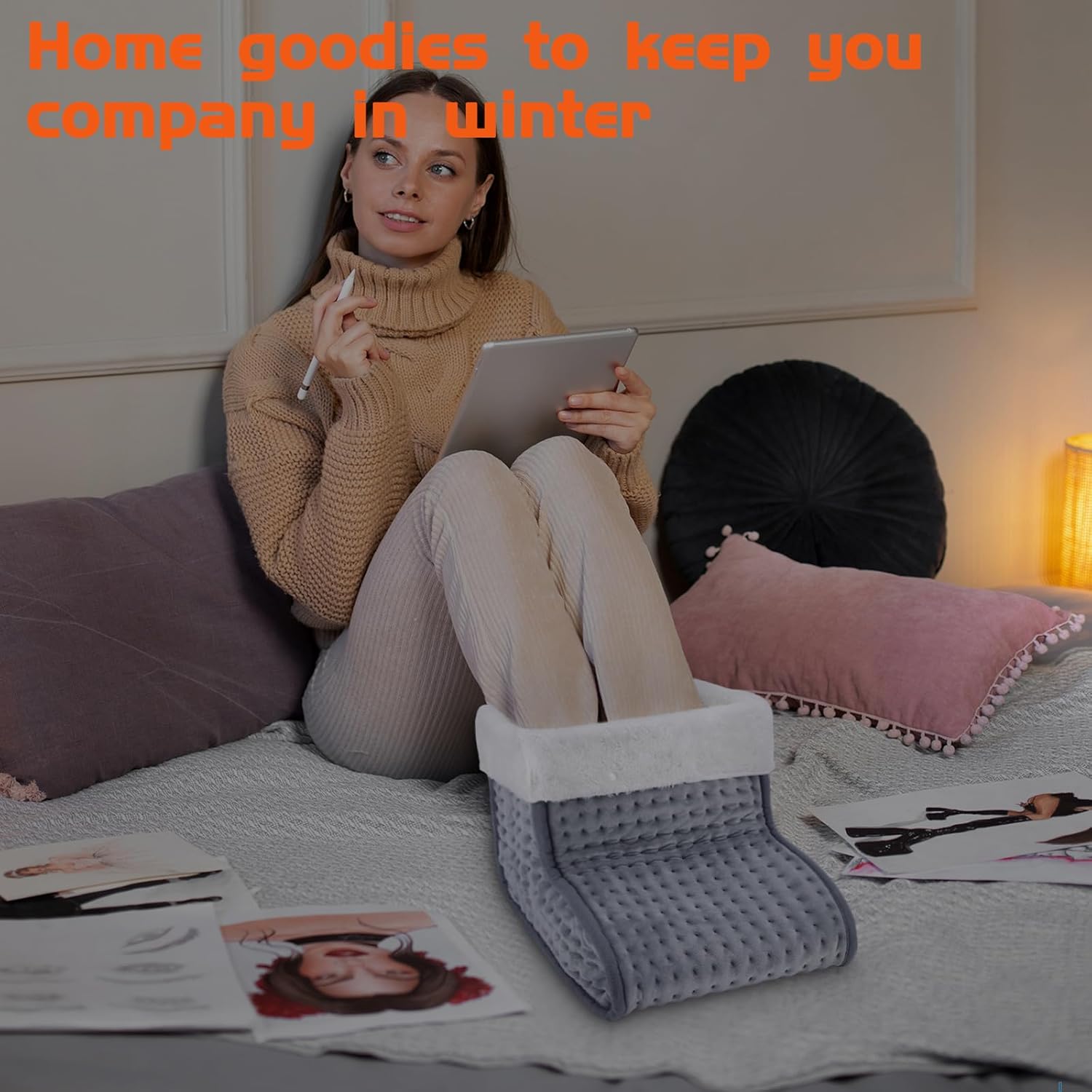 AU Plug – Double-Speed Heating Foot Warmer, 10 Heat Levels, 3 Timers, Multi-Safety Protection, Cozy All Day | DEWEL